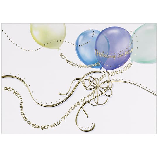 JAM Paper 5.625" x 7.875" Get Well Balloons Sympathy Cards & Envelopes, 25ct.